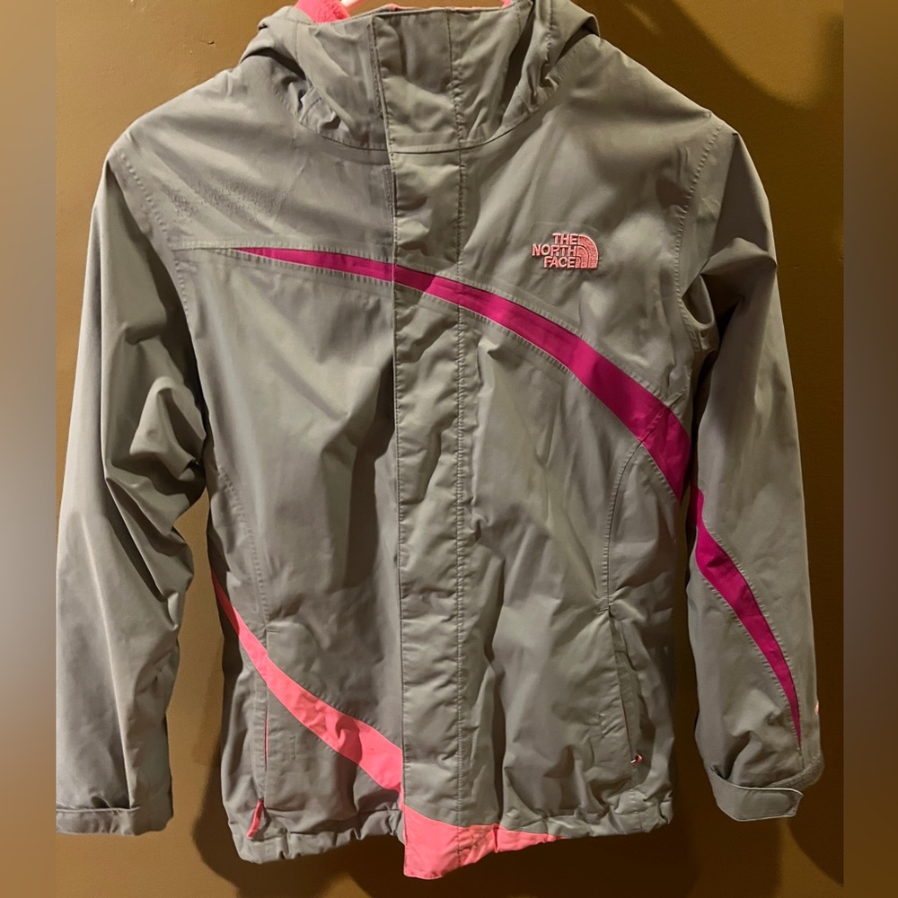 The North Face girls Hyvent L 14/16 2 piece coat jacket pink gray